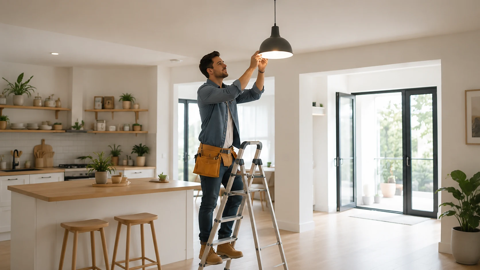 A contractor working on a home improvement project