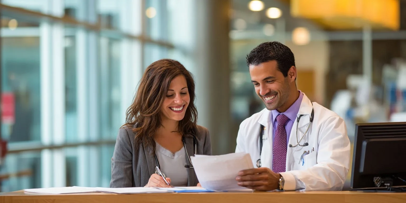 A patient reviewing an affordable monthly payment plan for a medical procedure